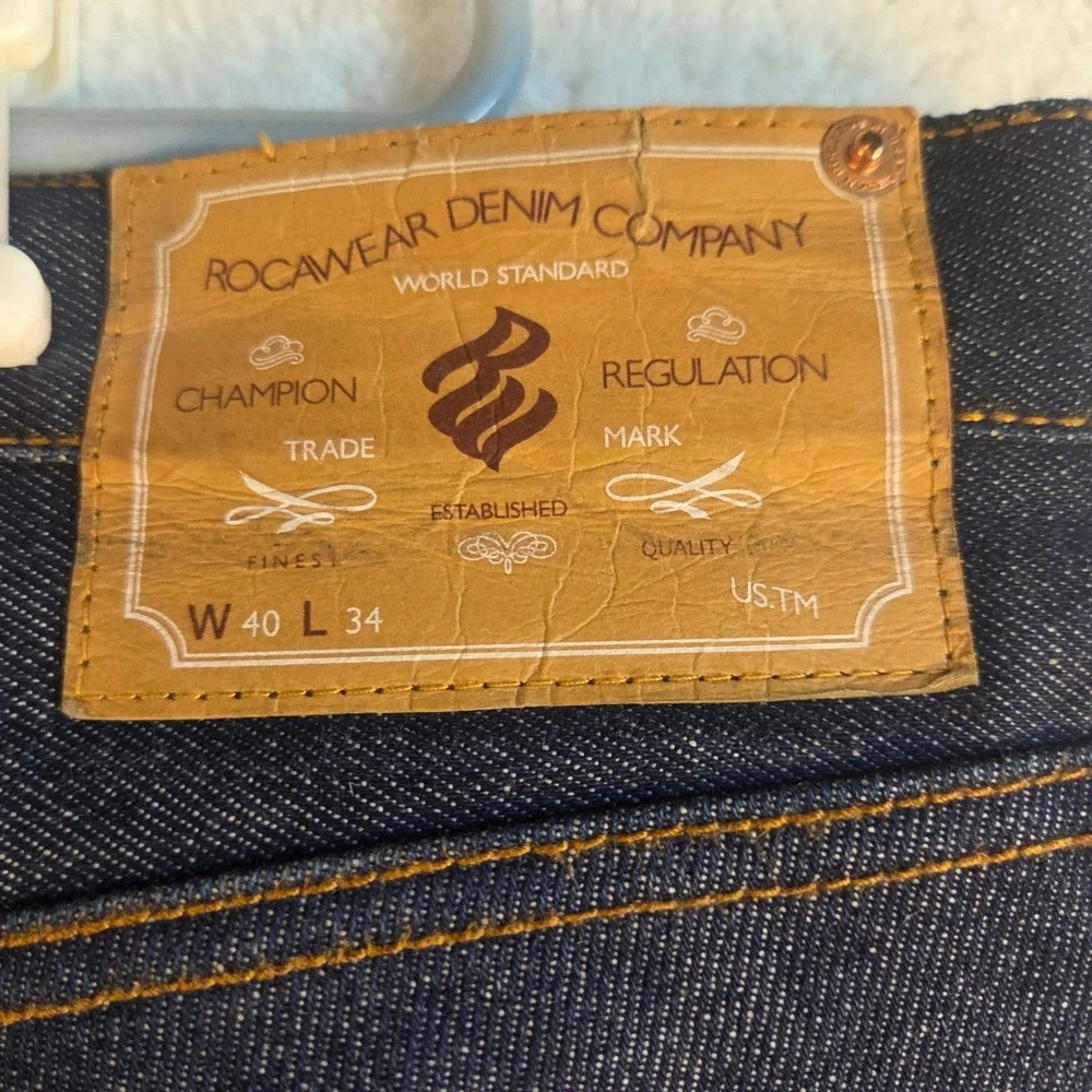 Rocawear Denim Company Mens Dark Wash Bootcut Jeans Sz 40x34